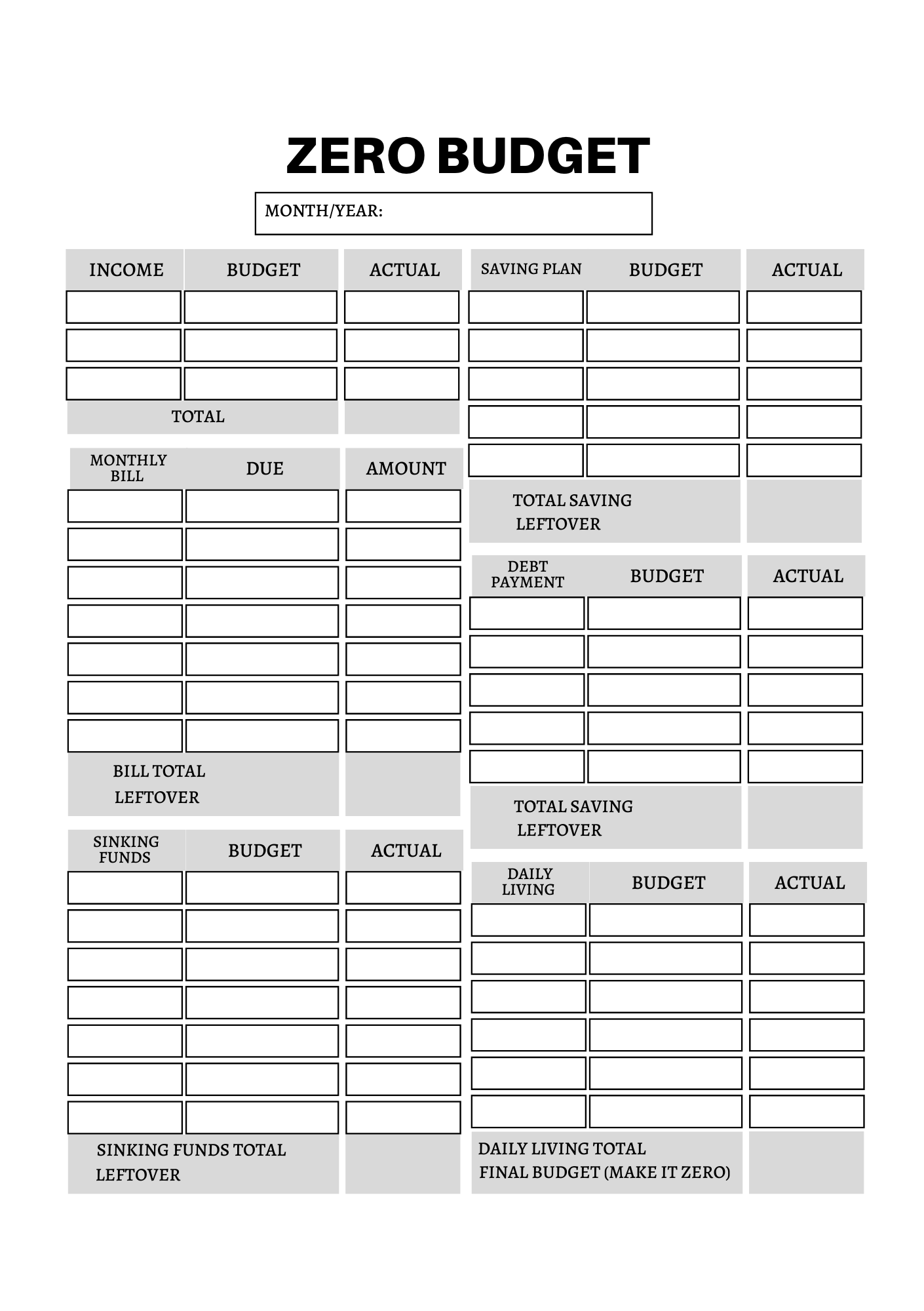 Budget Planner Journal Inserts – 56 Pages: Take Control of Your Finances