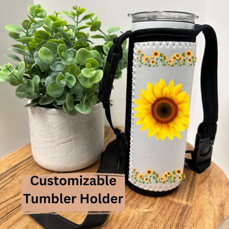 Customizable Tumbler Holder with Shoulder Strap – Sip in Style, Hands-Free