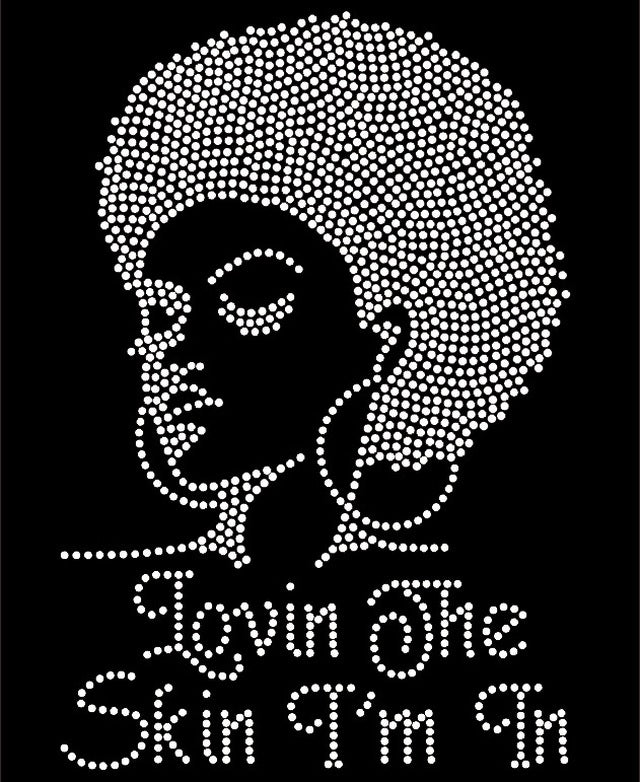 "Loving the Skin I'm In" Rhinestone Unisex Black T-Shirt: Embrace Your True Beauty