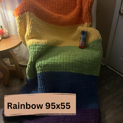 Handknit Rainbow Blanket 95x55