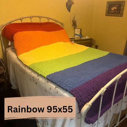 Handknit Rainbow Blanket 95x55