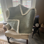 Hand Knit Sage Blanket with Ivory Border (50x50): A Timeless Blend of Serenity and Style