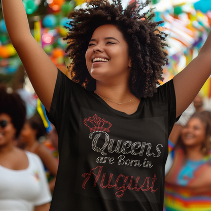 Queens are Born [Month] Rhinestone Unisex Black T-Shirt: Celebrate Your Royalty