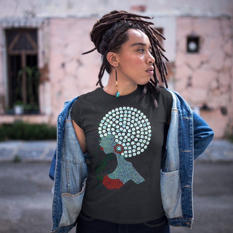 Afro Silhouette Rhinestone Black Unisex T-Shirt: Embrace Your Radiance