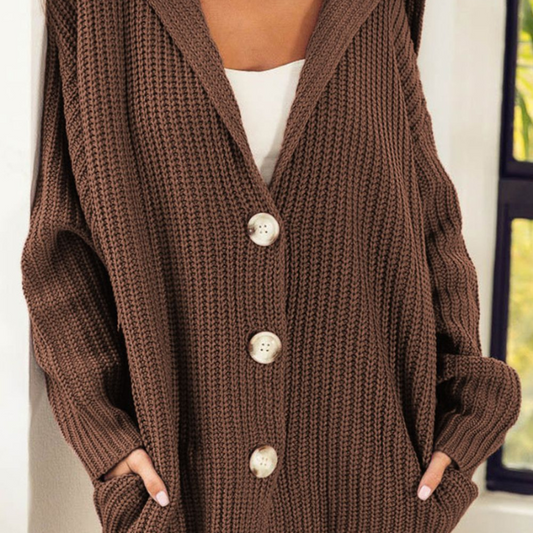 Button Down Collared Neck Cardigan