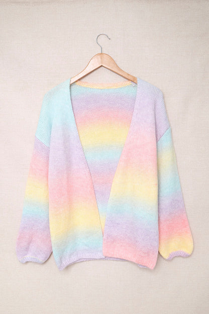 Gradient Open Front Drop Shoulder Cardigan